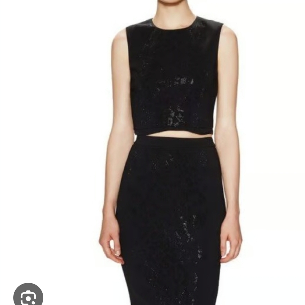 A.L.C. Julian Black Crystal Sequin Crop Top 2 EUC